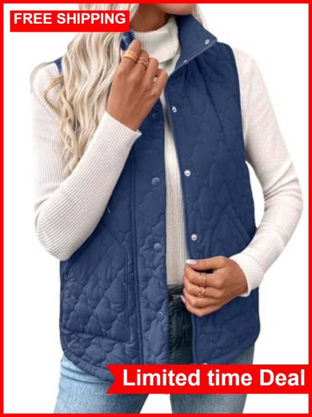 Women's Quilted Puffer Vest Lightweight Sleeveless Zip Up Outerwear
